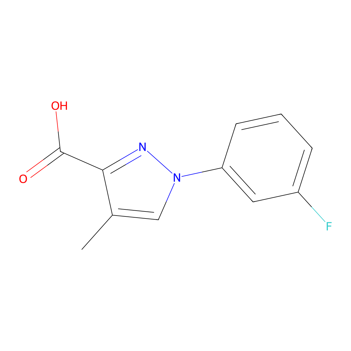 1-(3-fluorophenyl)-4-methyl-1H-pyrazole-3-carboxylic acid molecular structure, CAS 1600169-58-1