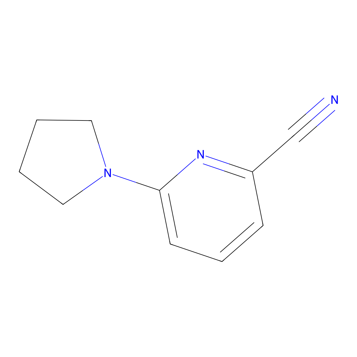 6-Pyrrolidin-1-ylpyridine-2-carbonitrile molecular structure, CAS 160017-13-0