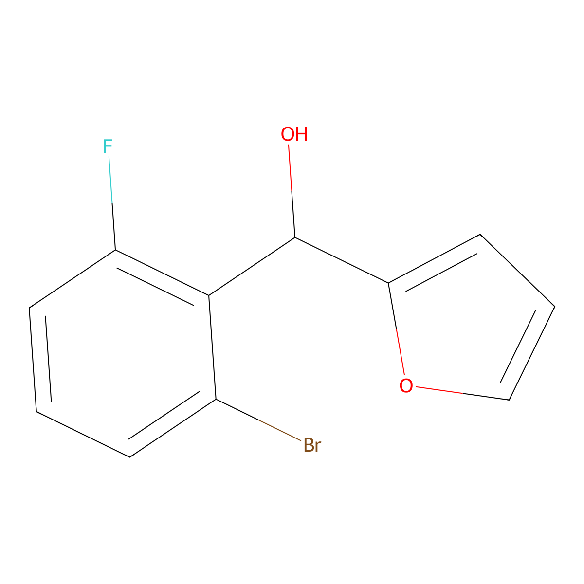 (2-Bromo-6-fluorophenyl)(furan-2-yl)methanol molecular structure, CAS 1600188-08-6