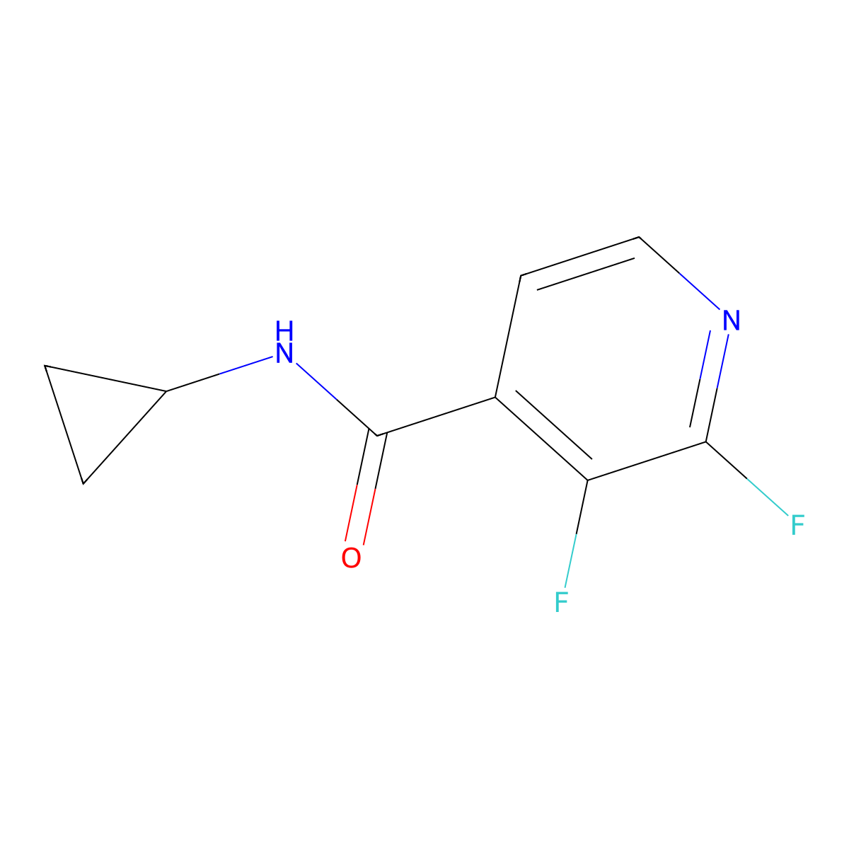 N-Cyclopropyl-2,3-difluoro-4-pyridinecarboxamide molecular structure, CAS 1600244-20-9