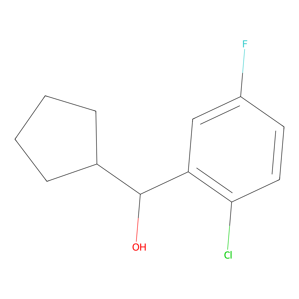 2-Chloro-alpha-cyclopentyl-5-fluorobenZenemethanol molecular structure, CAS 1600249-21-5
