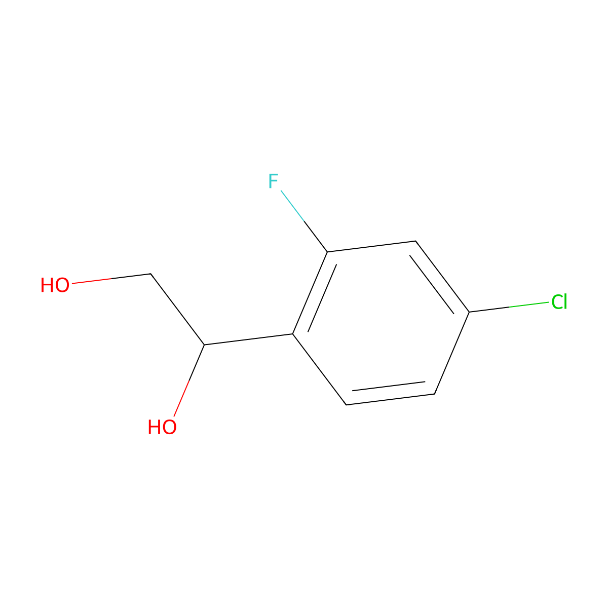 1-(4-Chloro-2-fluorophenyl)ethane-1,2-diol molecular structure, CAS 1600252-21-8
