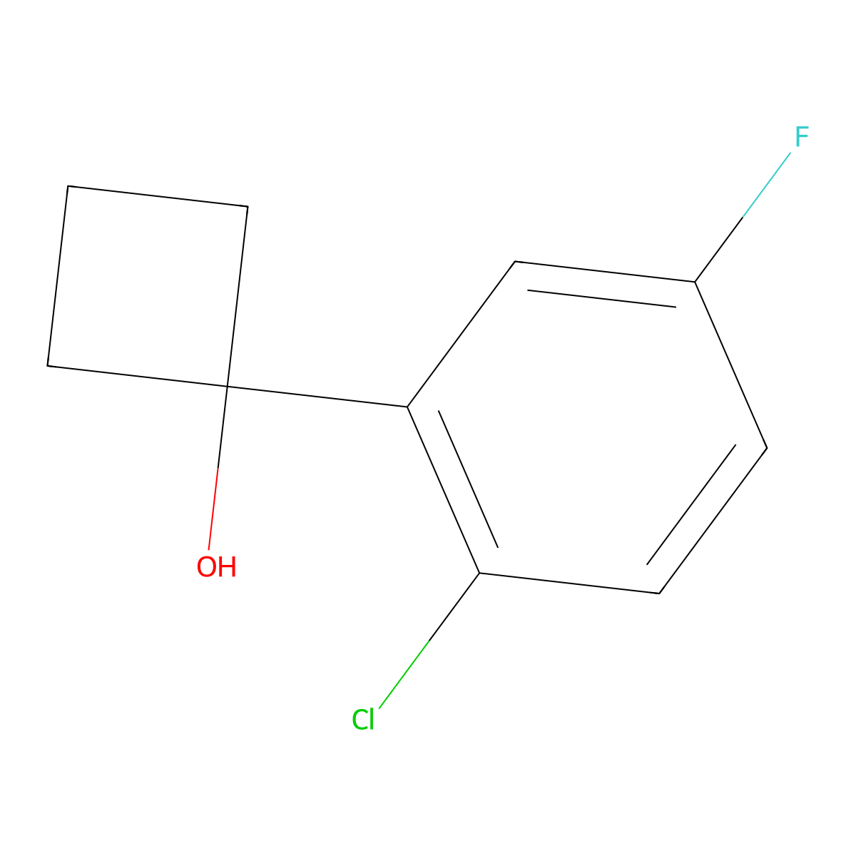 1-(2-Chloro-5-fluorophenyl)cyclobutanol molecular structure, CAS 1600259-01-5