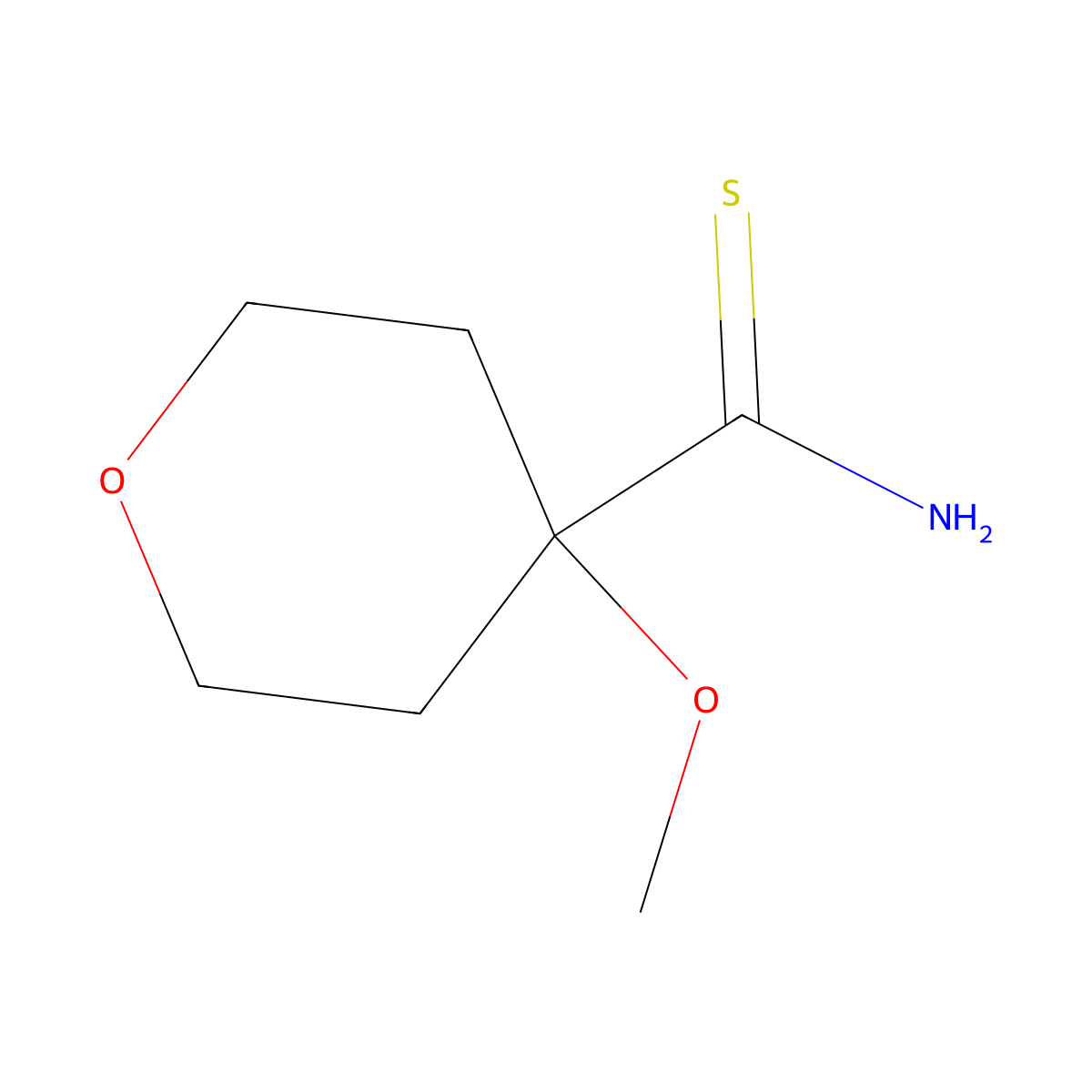 4-Methoxyoxane-4-carbothioamide molecular structure, CAS 1600267-54-6