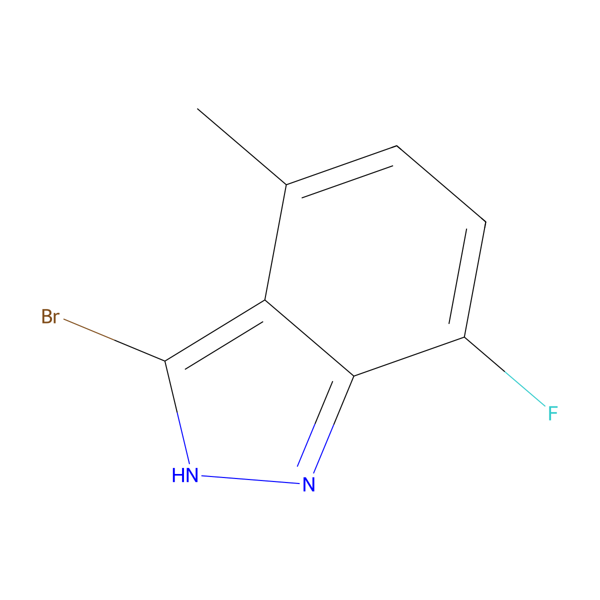 3-bromo-7-fluoro-4-methyl-1H-indazole molecular structure, CAS 1600298-63-2