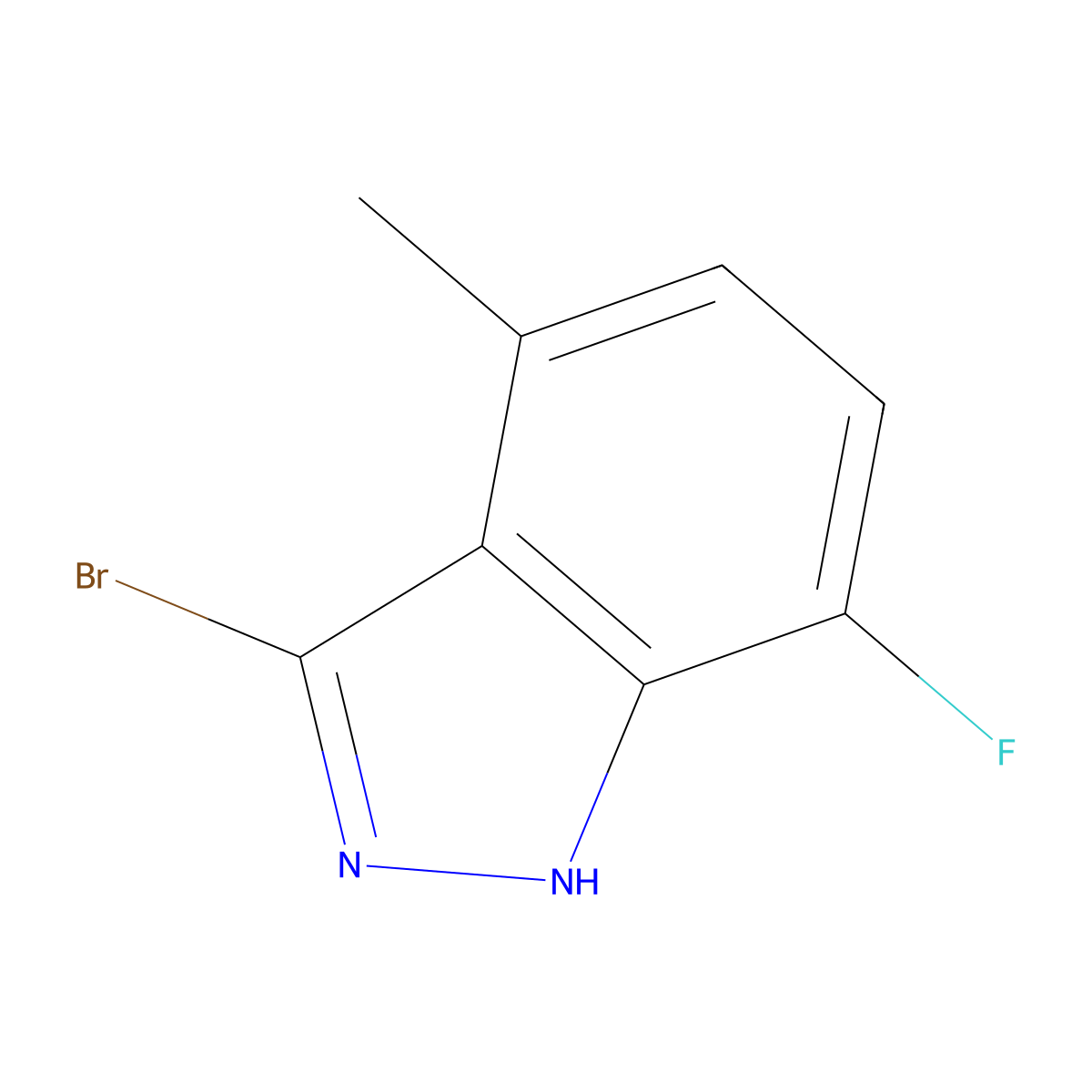 3-bromo-7-fluoro-4-methyl-1H-indazole molecular structure, CAS 1600298-63-2