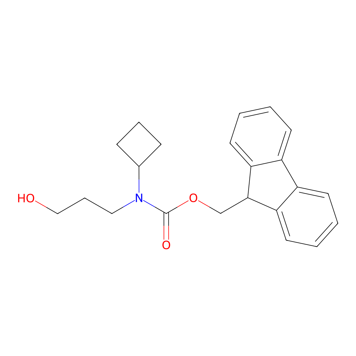 (9H-fluoren-9-yl)methyl N-cyclobutyl-N-(3-hydroxypropyl)carbamate molecular structure, CAS 1600303-05-6