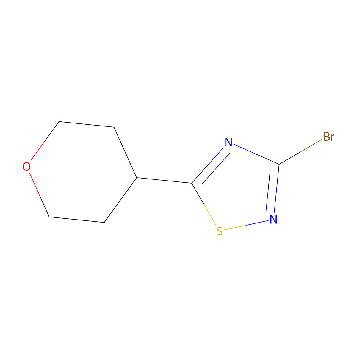 3-Bromo-5-(oxan-4-yl)-1,2,4-thiadiazole molecular structure, CAS 1600307-14-9