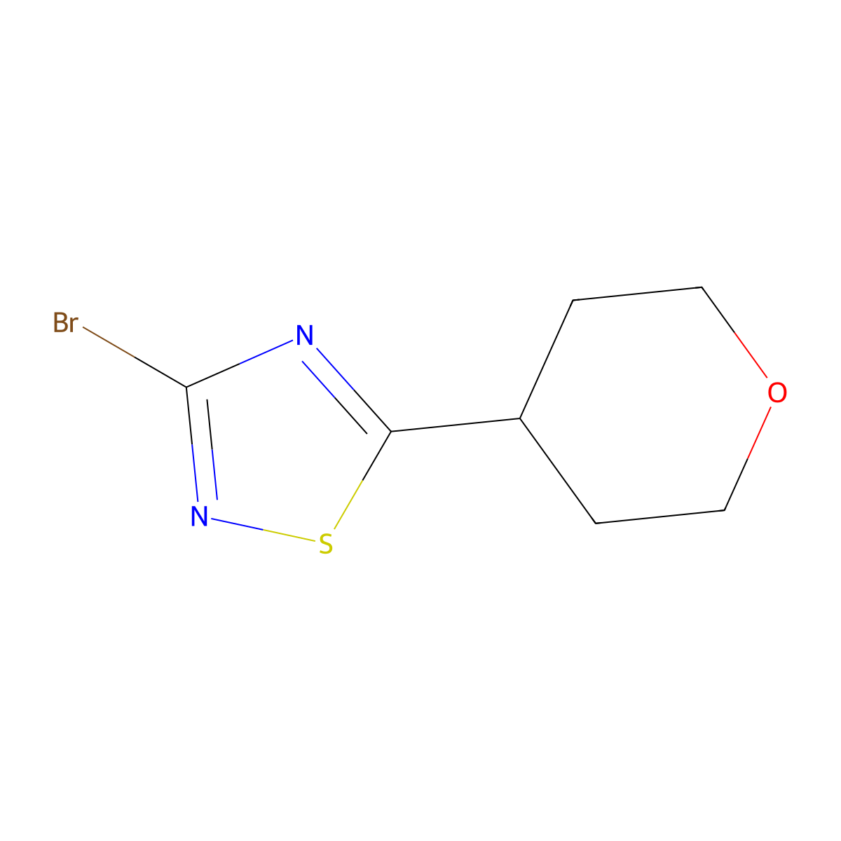 3-Bromo-5-(oxan-4-yl)-1,2,4-thiadiazole molecular structure, CAS 1600307-14-9