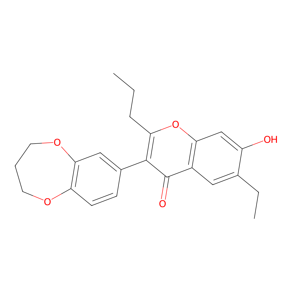 3-(3,4-dihydro-2H-1,5-benzodioxepin-7-yl)-6-ethyl-7-hydroxy-2-propyl-4H-chromen-4-one molecular structure, CAS 160031-23-2