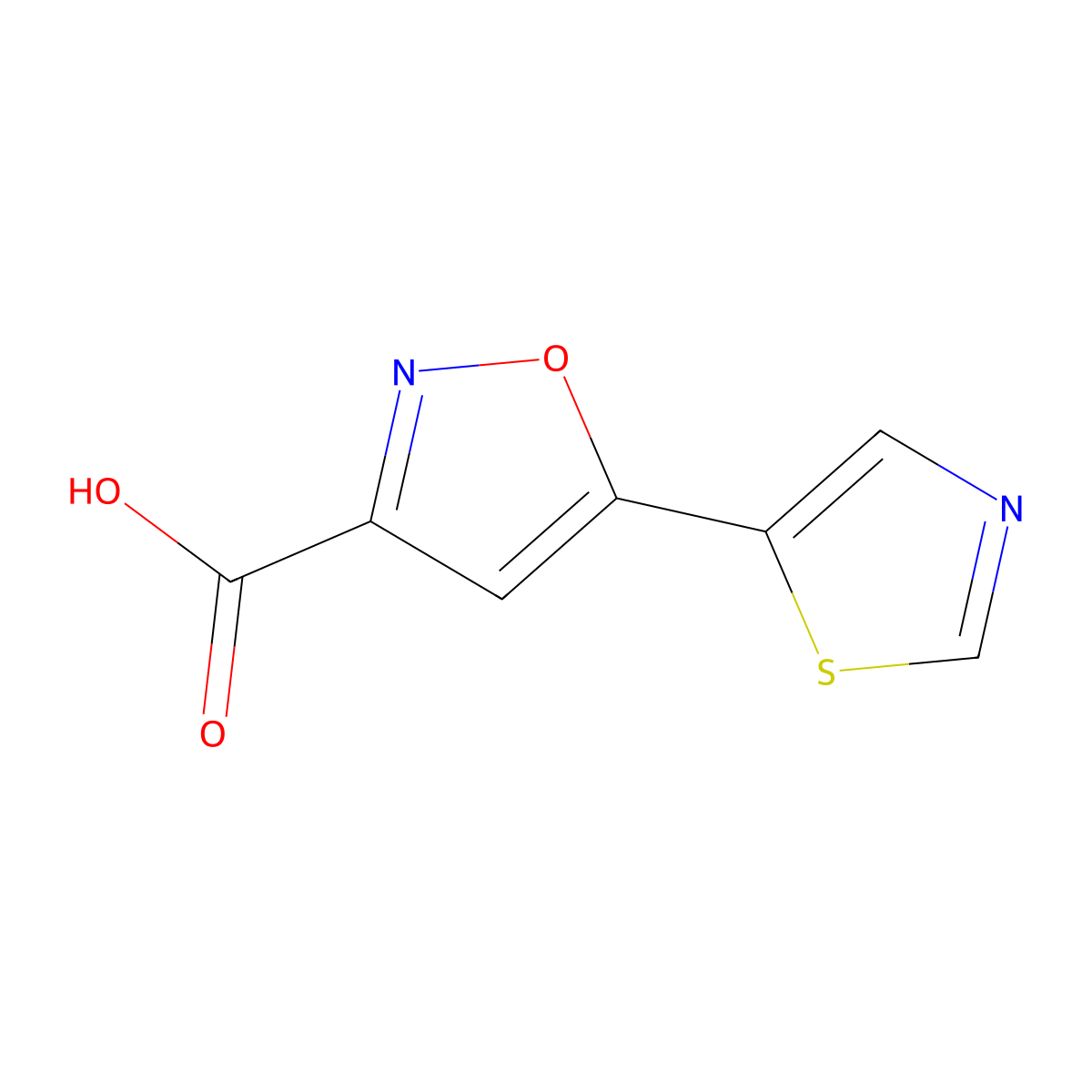 5-(1,3-Thiazol-5-yl)-1,2-oxazole-3-carboxylic acid molecular structure, CAS 1600313-98-1