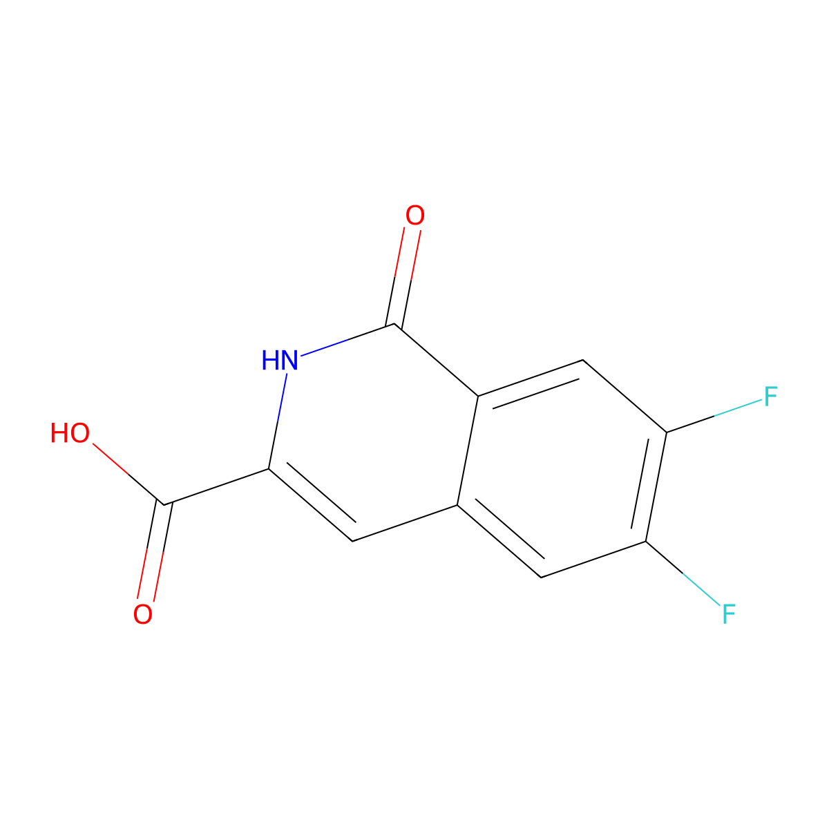 6,7-Difluoro-1-oxo-1,2-dihydroisoquinoline-3-carboxylic acid molecular structure, CAS 1600330-08-2