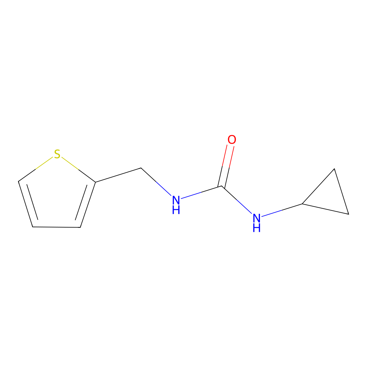 1-Cyclopropyl-3-(thiophen-2-ylmethyl)urea molecular structure, CAS 1600333-30-9