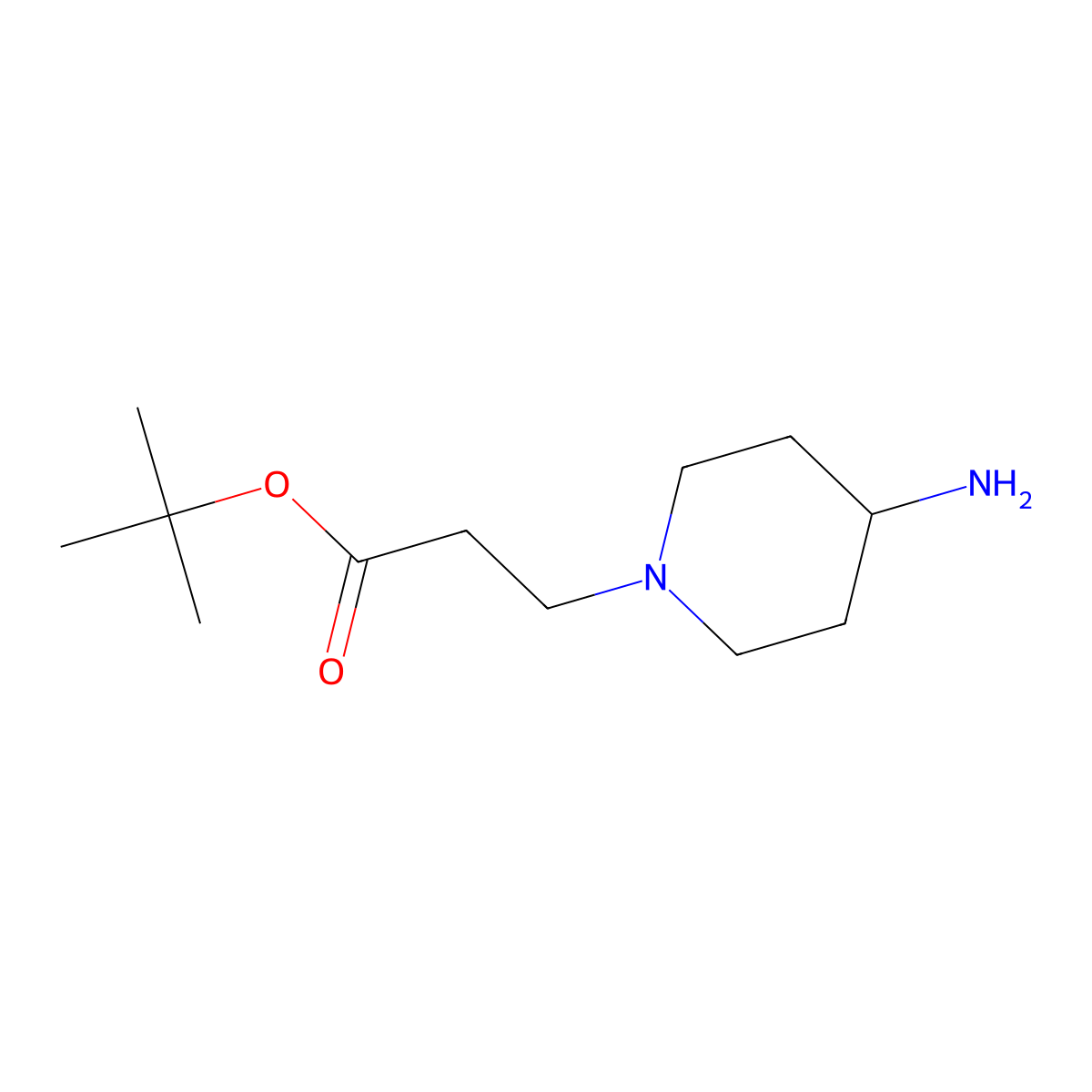 Tert-butyl 3-(4-aminopiperidin-1-yl)propanoate molecular structure, CAS 1600357-44-5