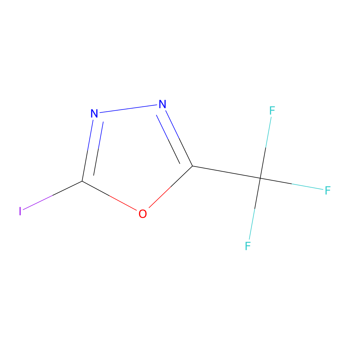 2-Iodo-5-(trifluoromethyl)-1,3,4-oxadiazole molecular structure, CAS 1600360-28-8