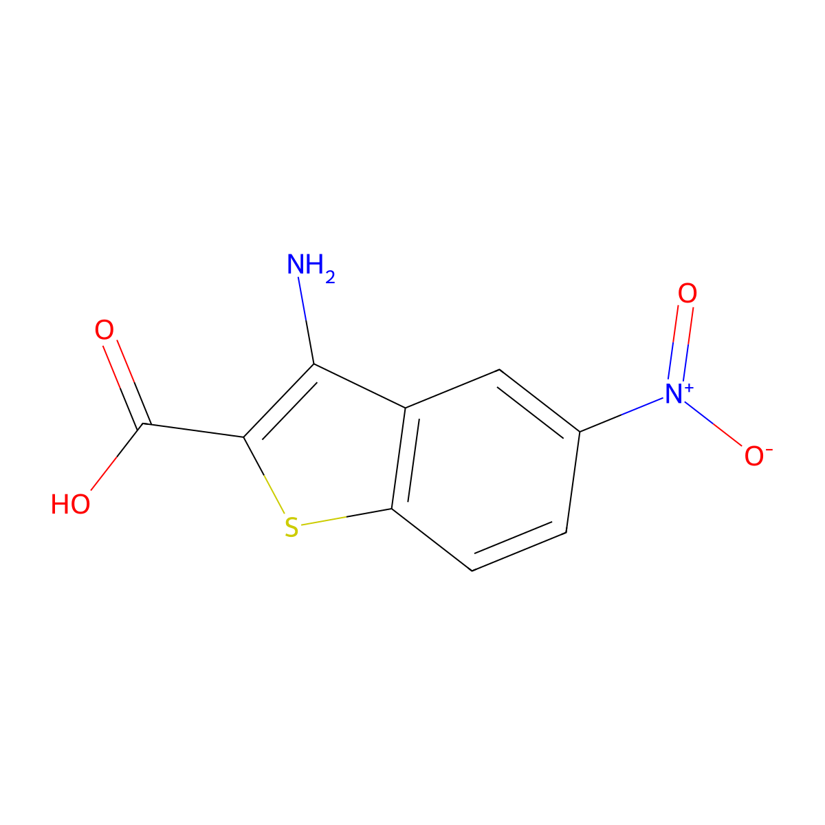 3-Amino-5-nitro-1-benzothiophene-2-carboxylic acid molecular structure, CAS 160041-48-5