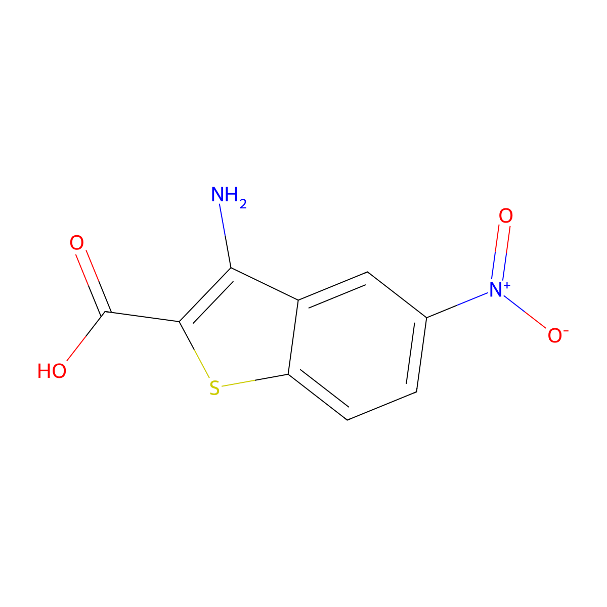 3-Amino-5-nitro-1-benzothiophene-2-carboxylic acid molecular structure, CAS 160041-48-5
