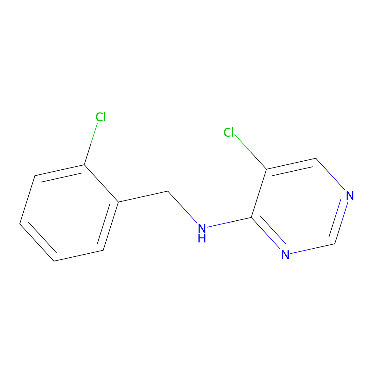 5-chloro-N-[(2-chlorophenyl)methyl]pyrimidin-4-amine molecular structure, CAS 1600411-01-5