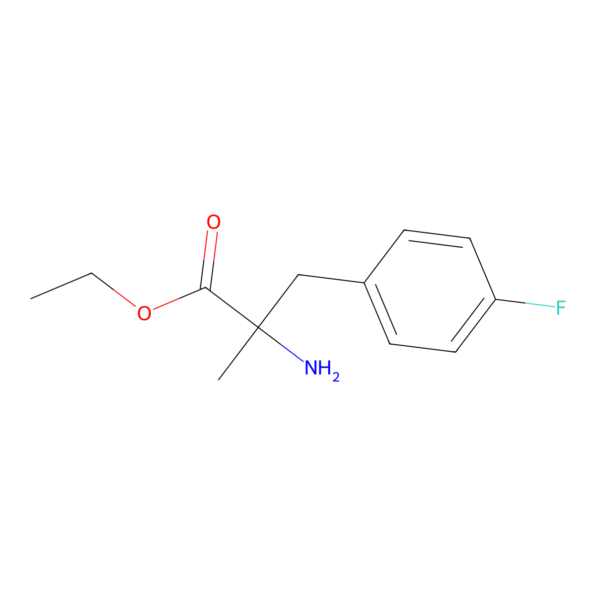 Ethyl 2-amino-3-(4-fluorophenyl)-2-methylpropanoate molecular structure, CAS 1600423-48-0