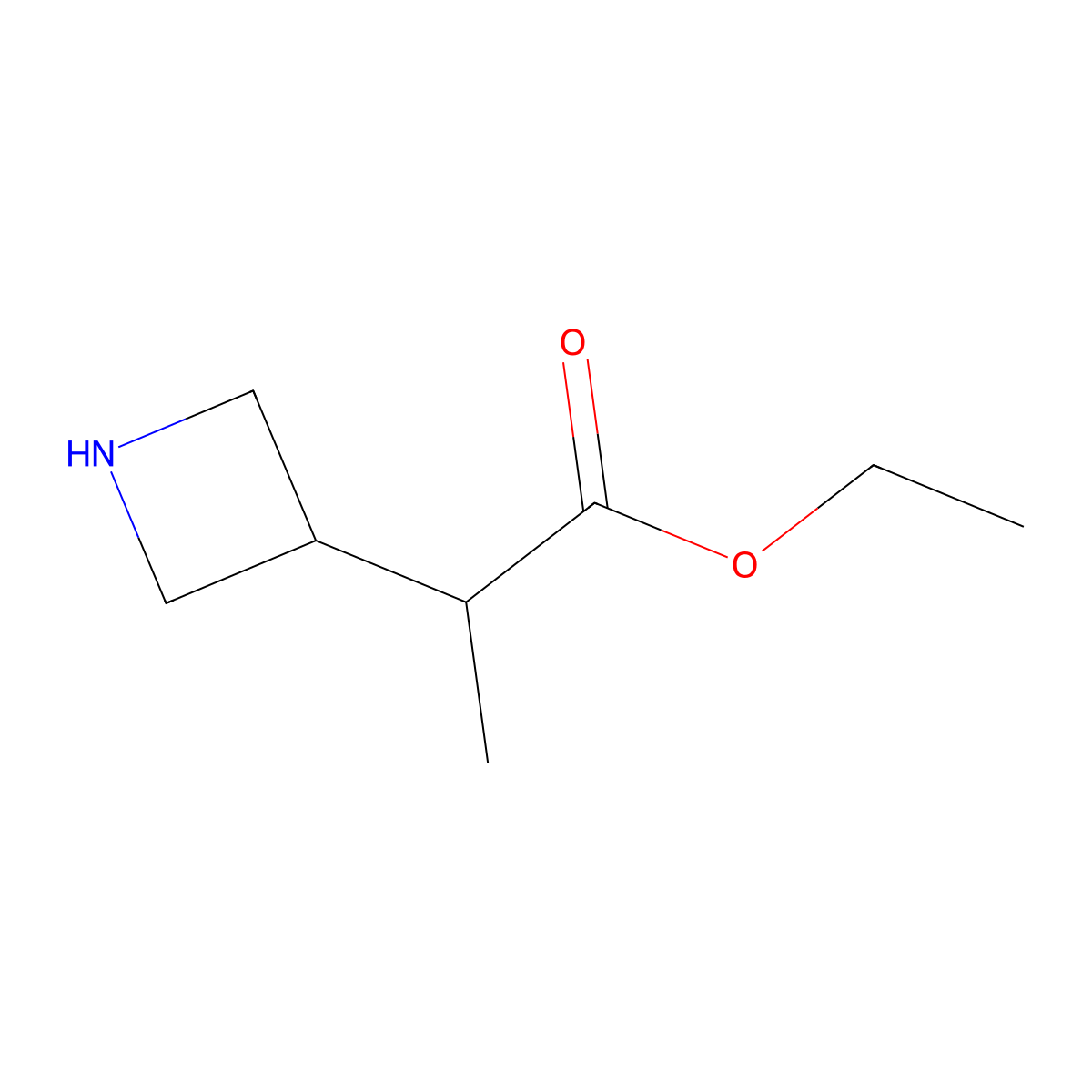 Ethyl 2-(azetidin-3-yl)propanoate molecular structure, CAS 1600440-12-7