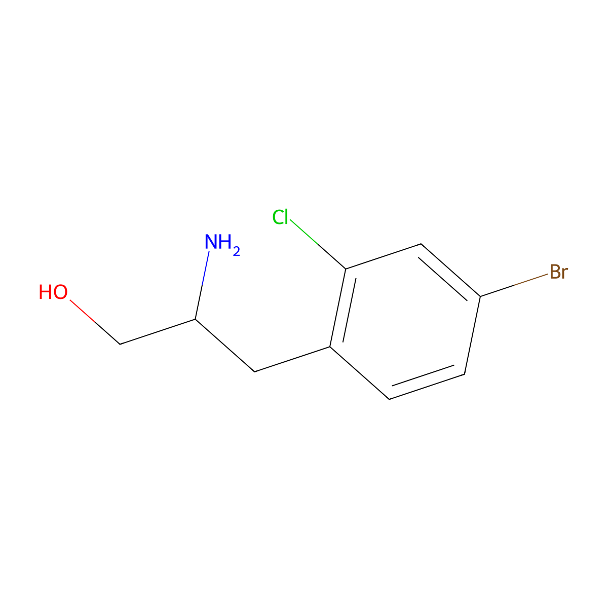 2-Amino-3-(4-bromo-2-chlorophenyl)propan-1-ol molecular structure, CAS 1600444-28-7