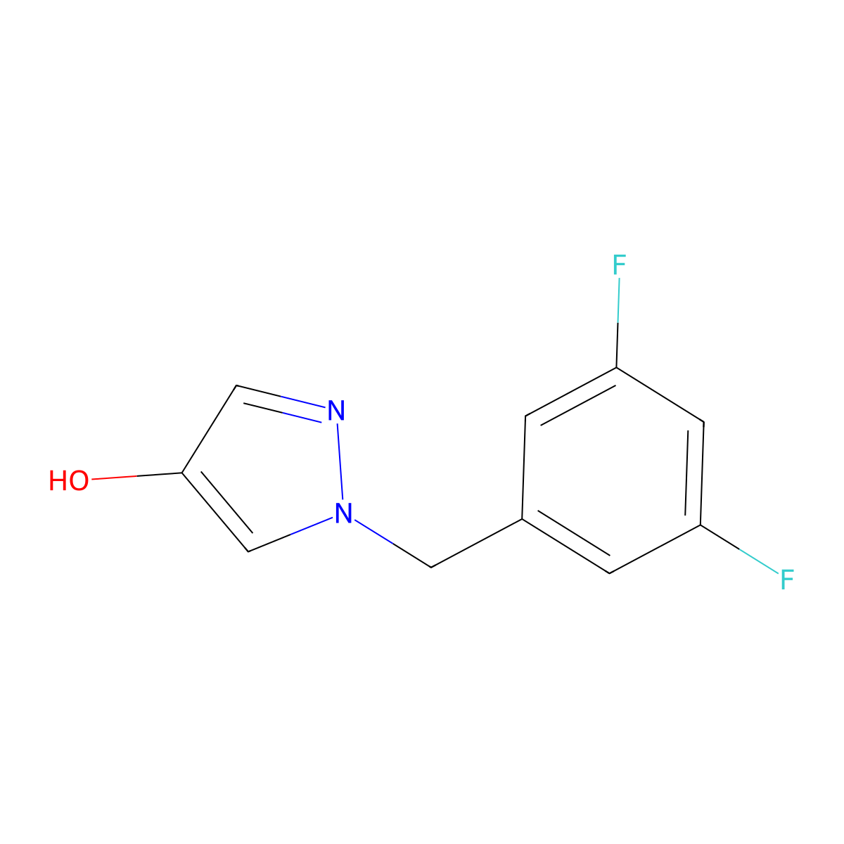 1-(3,5-Difluoro-benzyl)-1H-pyrazol-4-ol molecular structure, CAS 1600473-20-8