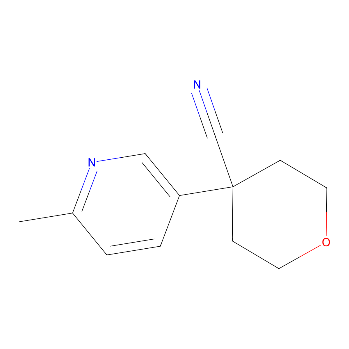 4-(6-Methylpyridin-3-YL)tetrahydro-2H-pyran-4-carbonitrile molecular structure, CAS 1600498-23-4