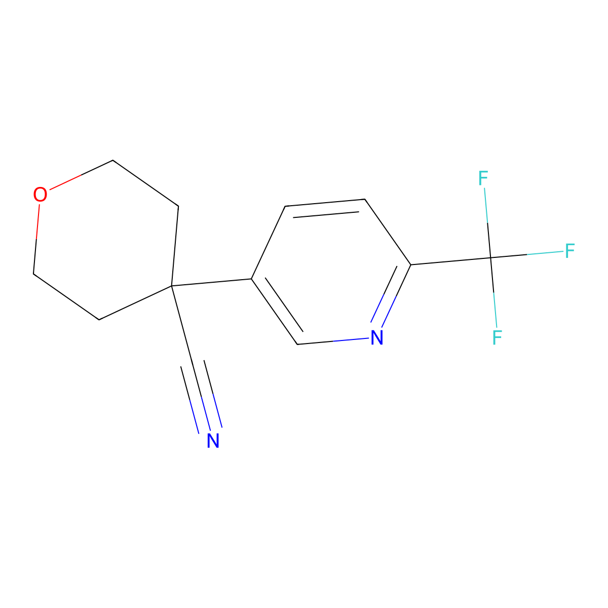 4-(6-(Trifluoromethyl)pyridin-3-YL)tetrahydro-2H-pyran-4-carbonitrile molecular structure, CAS 1600498-24-5