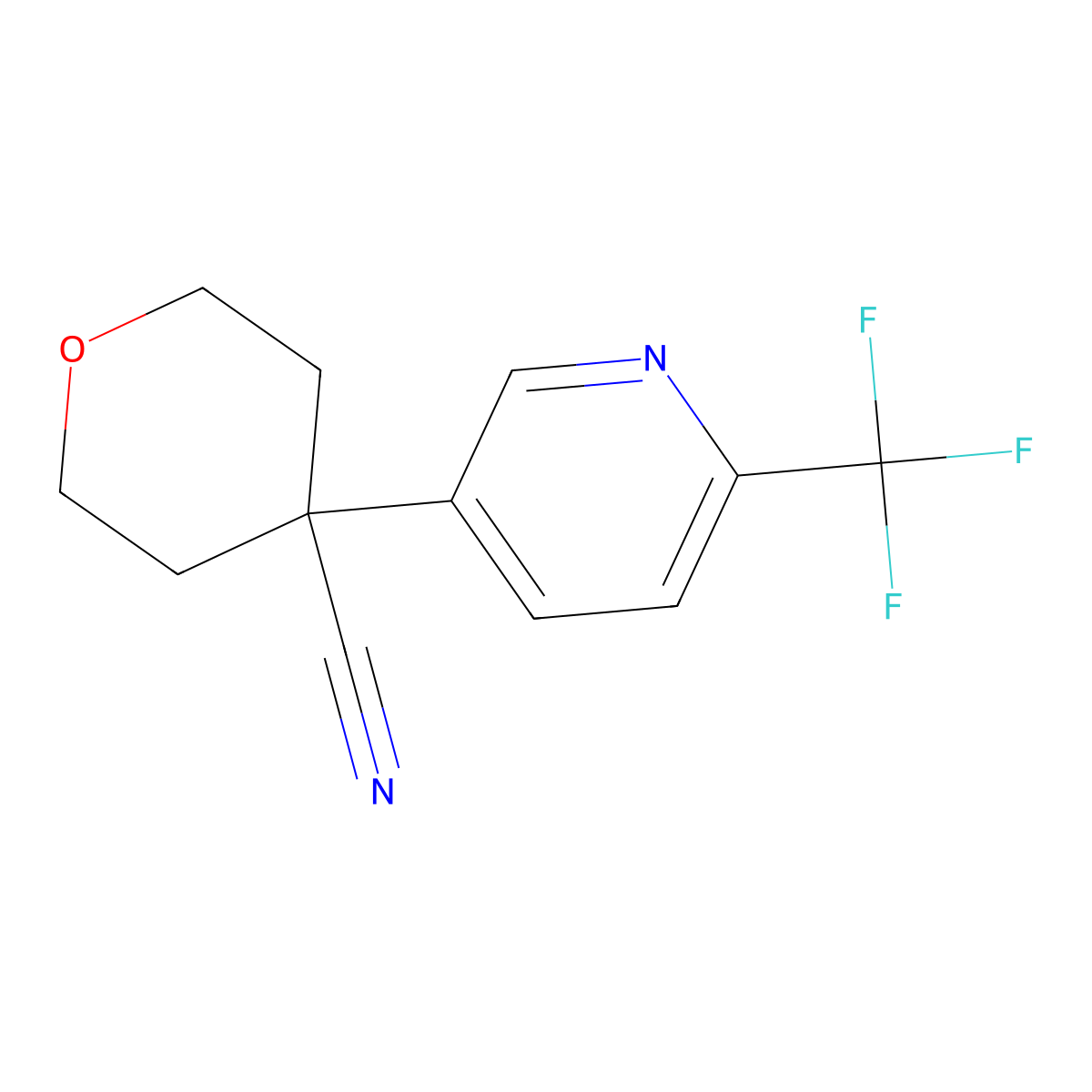 4-(6-(Trifluoromethyl)pyridin-3-YL)tetrahydro-2H-pyran-4-carbonitrile molecular structure, CAS 1600498-24-5