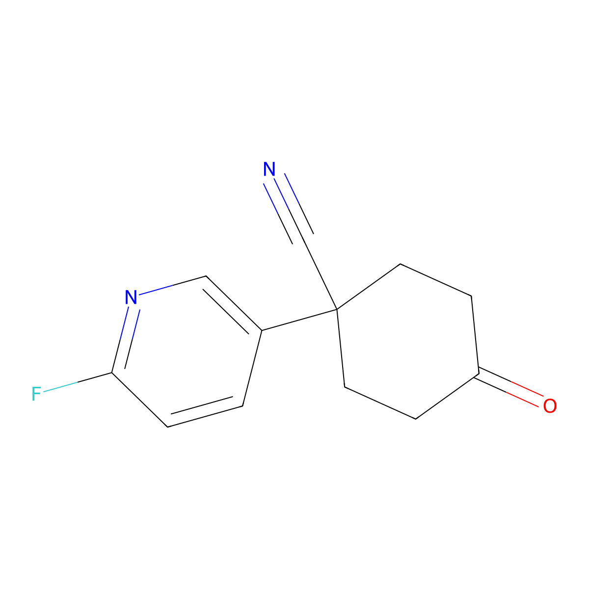 1-(6-Fluoropyridin-3-yl)-4-oxocyclohexane-1-carbonitrile molecular structure, CAS 1600498-50-7
