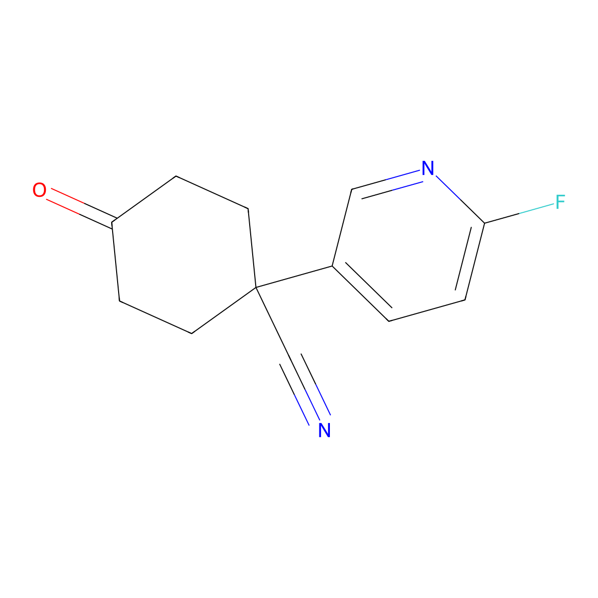 1-(6-Fluoropyridin-3-yl)-4-oxocyclohexane-1-carbonitrile molecular structure, CAS 1600498-50-7