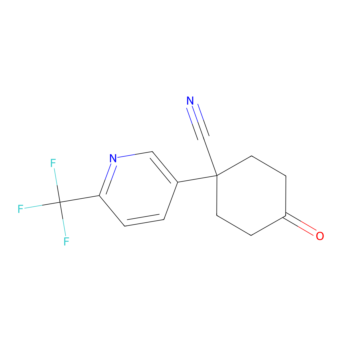 4-Oxo-1-(6-(trifluoromethyl)pyridin-3-yl)cyclohexanecarbonitrile molecular structure, CAS 1600498-51-8