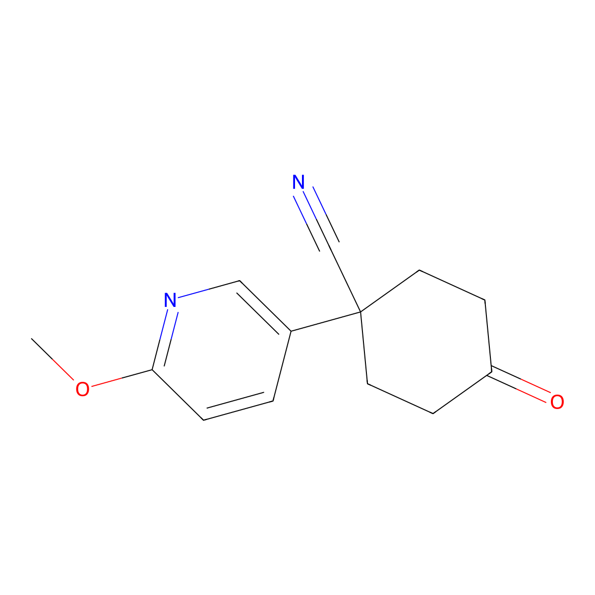1-(6-Methoxypyridin-3-YL)-4-oxocyclohexane-1-carbonitrile molecular structure, CAS 1600498-52-9