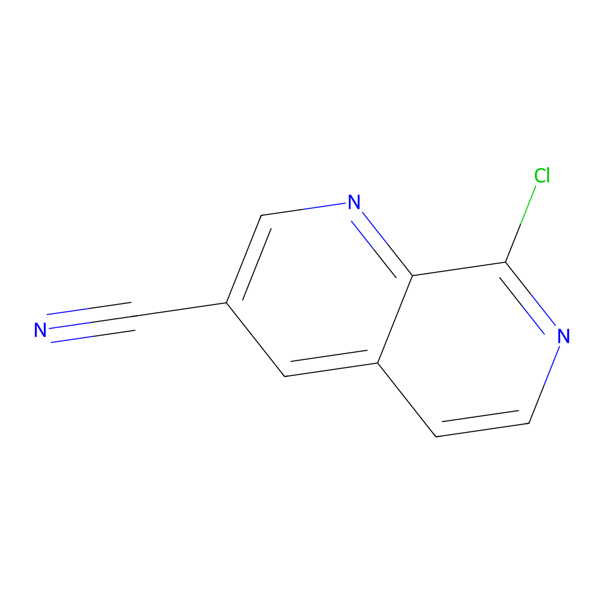 8-Chloro-1,7-naphthyridine-3-carbonitrile molecular structure, CAS 1600511-81-6