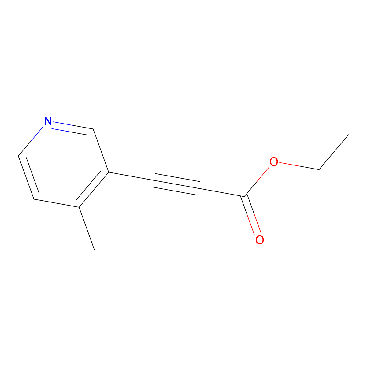 Ethyl 3-(4-methyl-3-pyridinyl)-2-propynoate molecular structure, CAS 1600576-14-4