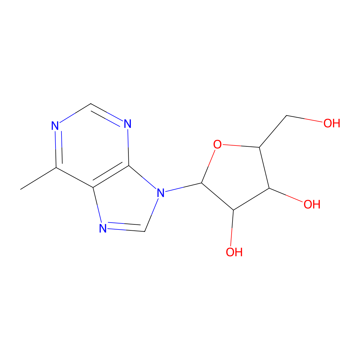 2-(Hydroxymethyl)-5-(6-methylpurin-9-yl)oxolane-3,4-diol molecular structure, CAS 16006-65-8
