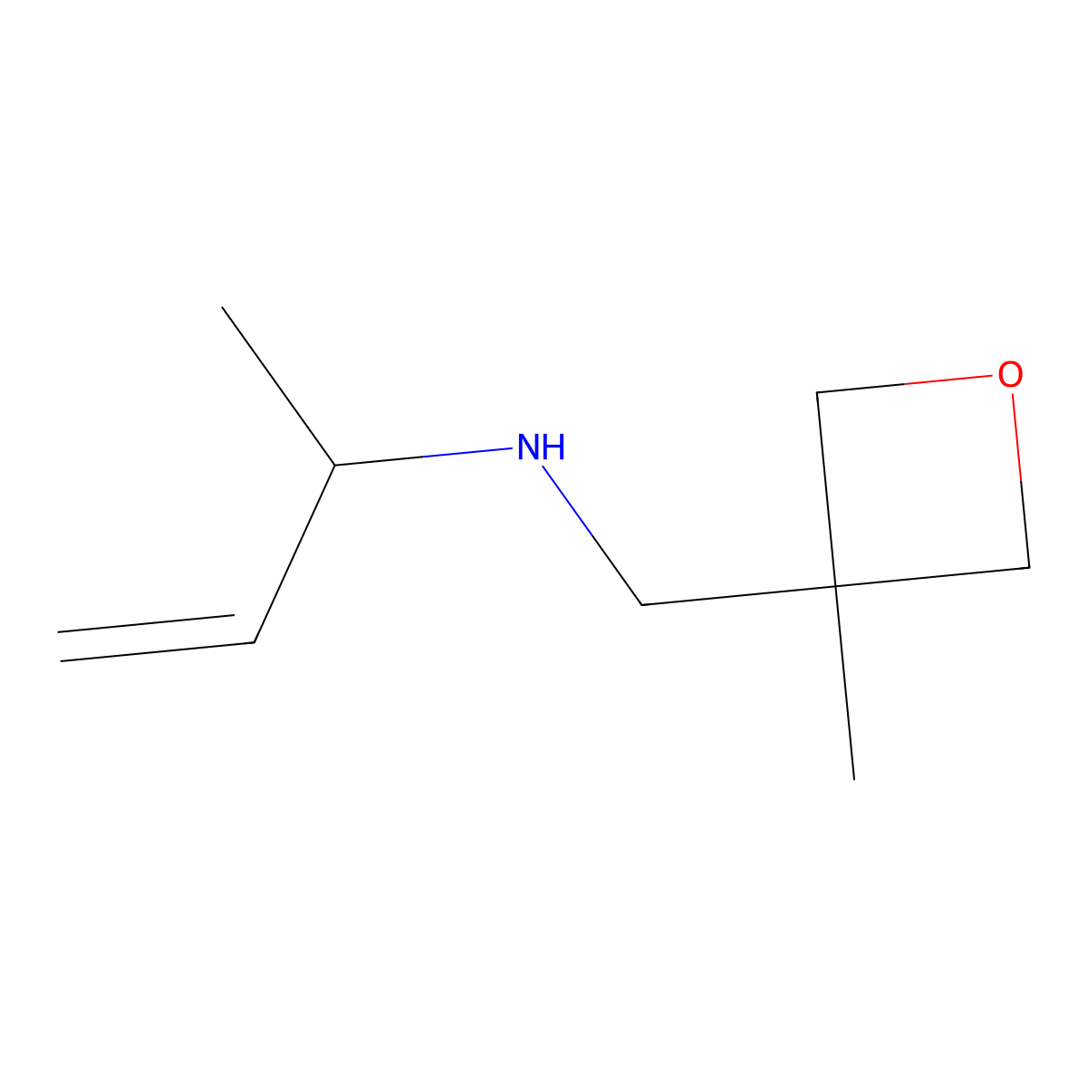 (But-3-en-2-yl)[(3-methyloxetan-3-yl)methyl]amine molecular structure, CAS 1600613-70-4