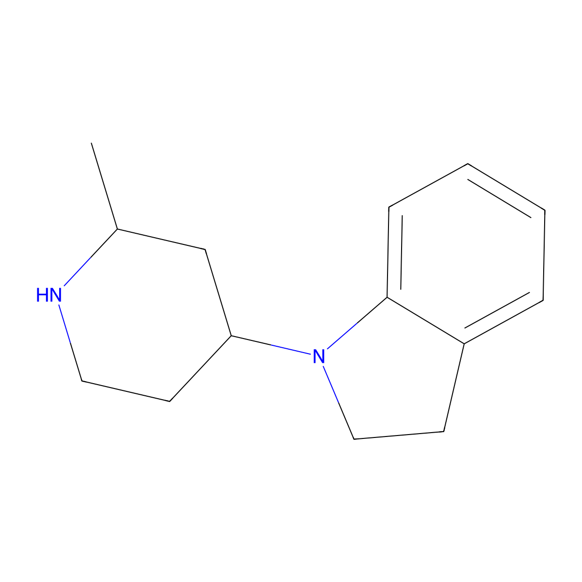 1-(2-methylpiperidin-4-yl)-2,3-dihydro-1H-indole molecular structure, CAS 1600615-41-5