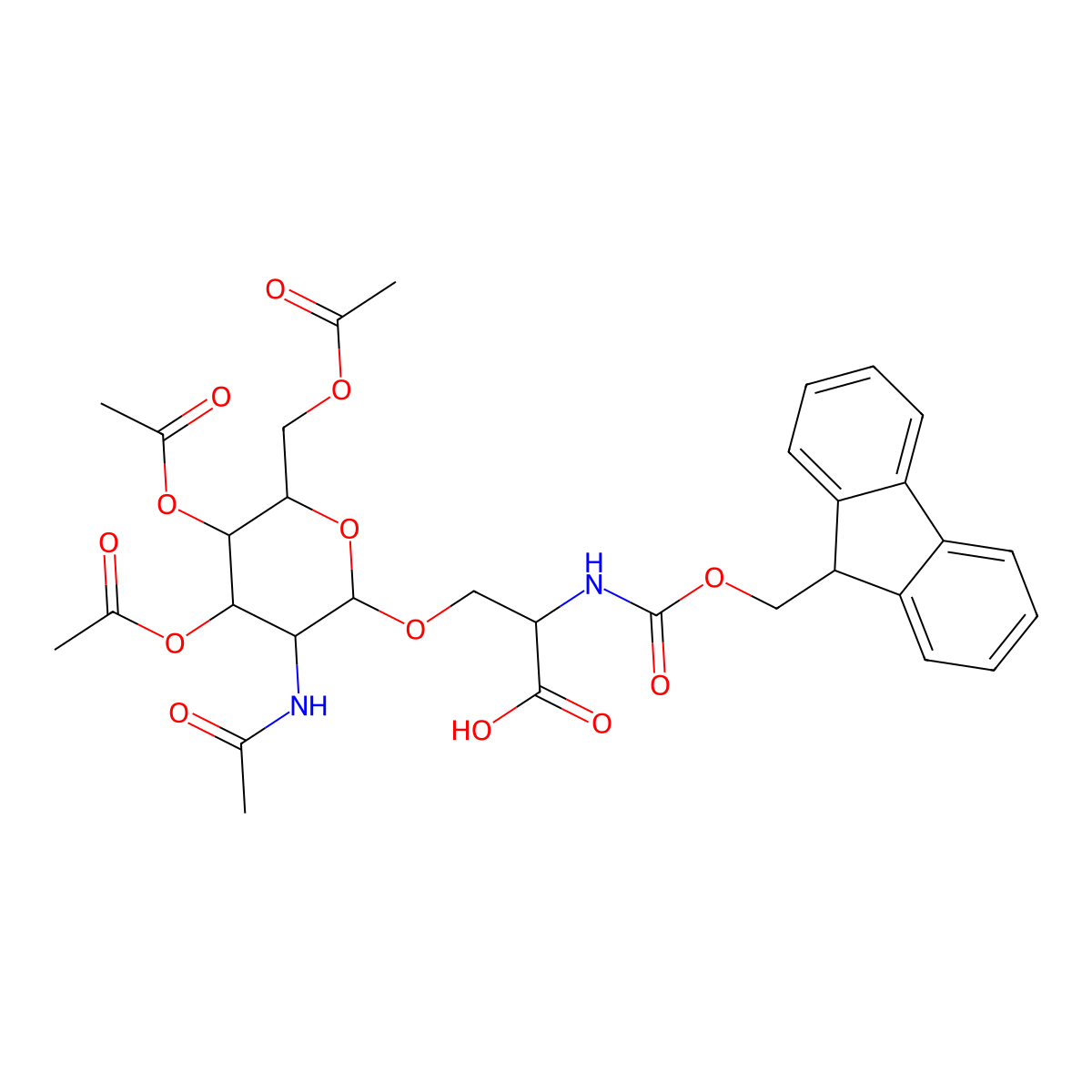 Fmoc-L-Ser(beta-D-GlcNAc(Ac)3)-OH molecular structure, CAS 160067-63-0