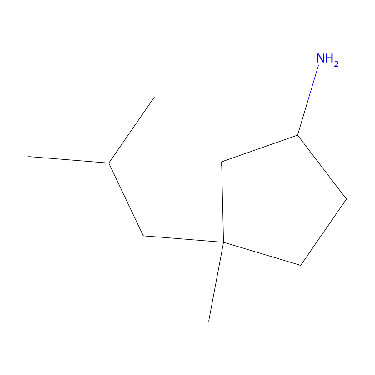 3-Methyl-3-(2-methylpropyl)cyclopentan-1-amine molecular structure, CAS 1600739-83-0