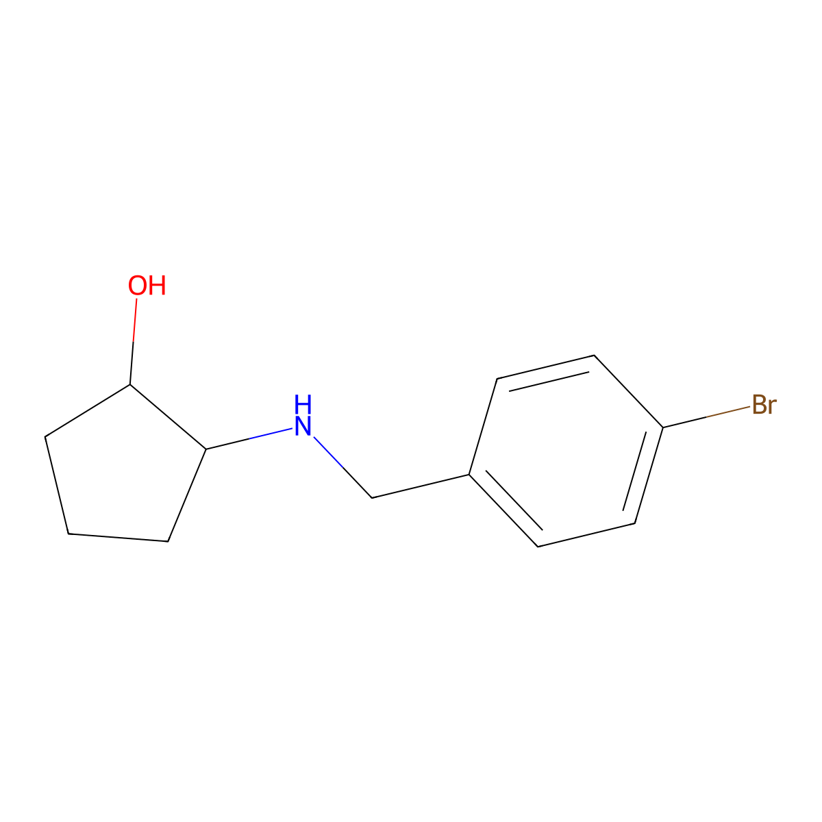 (1S,2S)-2-{[(4-bromophenyl)methyl]amino}cyclopentan-1-ol molecular structure, CAS 1600751-09-4