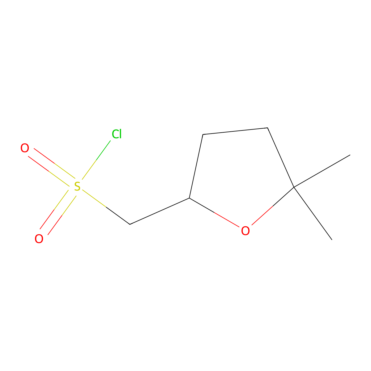(5,5-Dimethyloxolan-2-yl)methanesulfonyl chloride molecular structure, CAS 1600776-10-0