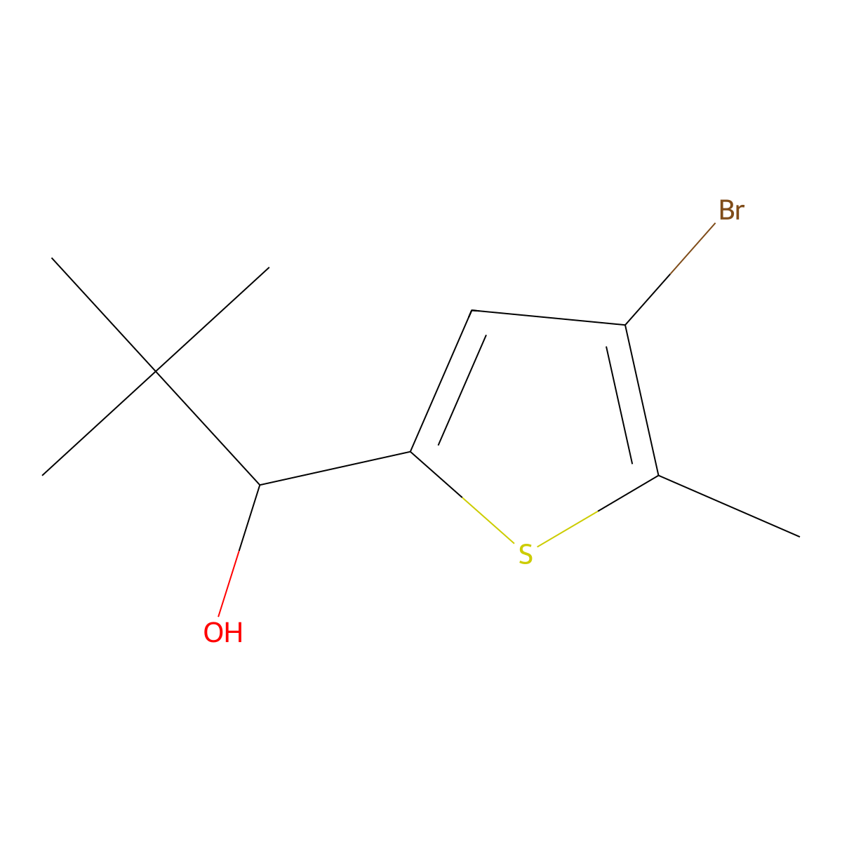 4-Bromo-alpha-(1,1-dimethylethyl)-5-methyl-2-thiophenemethanol molecular structure, CAS 1600794-43-1