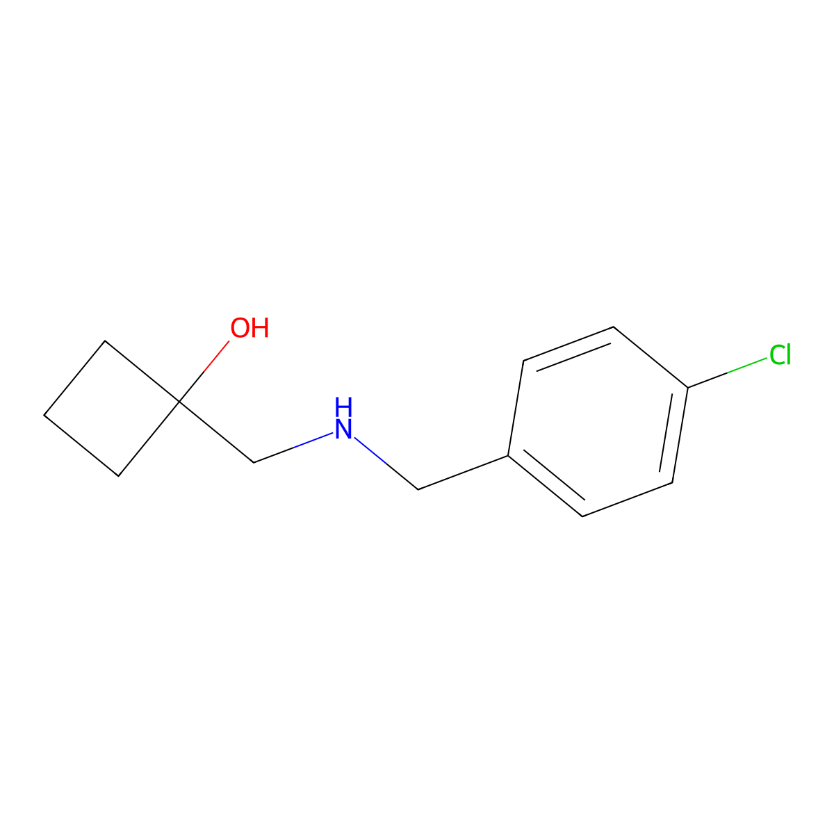 1-({[(4-Chlorophenyl)methyl]amino}methyl)cyclobutan-1-ol molecular structure, CAS 1600813-28-2