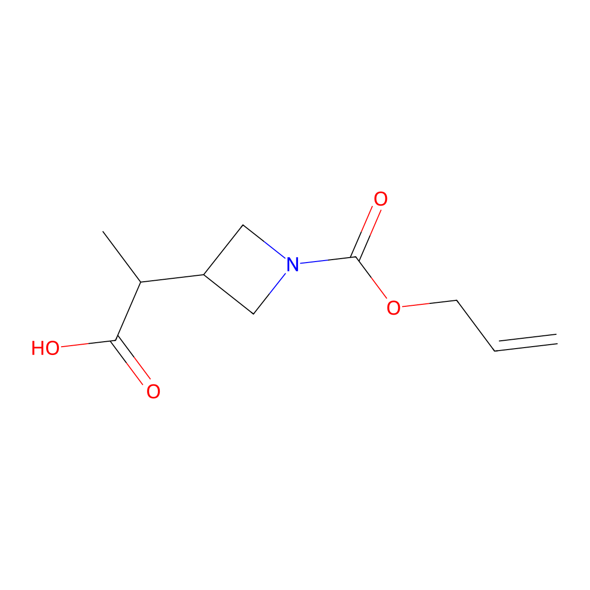 2-{1-[(Prop-2-en-1-yloxy)carbonyl]azetidin-3-yl}propanoic acid molecular structure, CAS 1600846-42-1