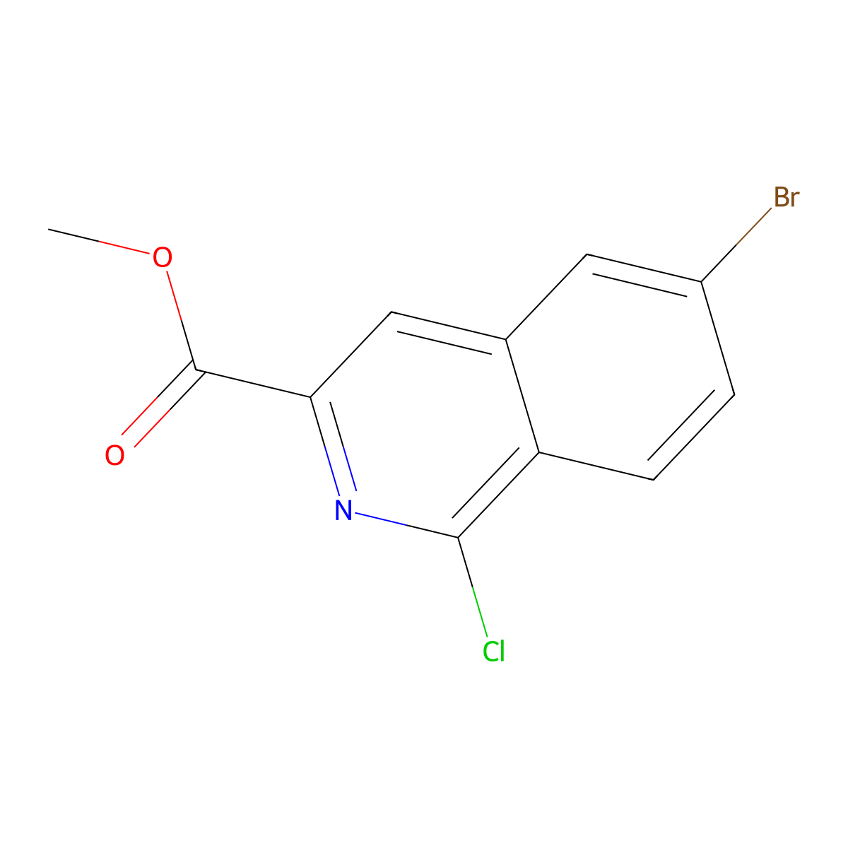 Methyl 6-bromo-1-chloroisoquinoline-3-carboxylate molecular structure, CAS 1600855-21-7