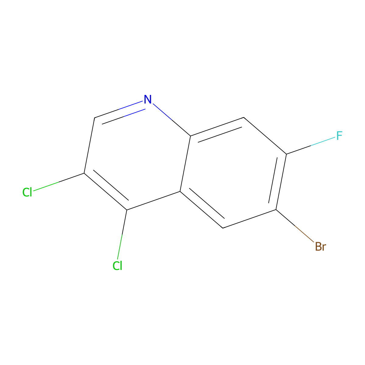 6-Bromo-3,4-dichloro-7-fluoroquinoline molecular structure, CAS 1600869-80-4
