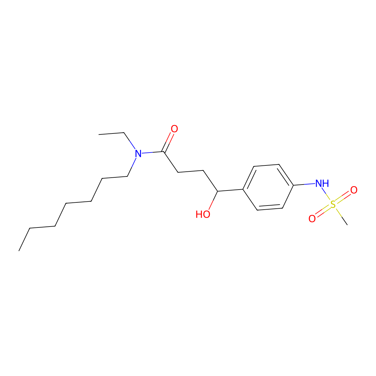 N-Ethyl-n-heptyl-4-hydroxy-4-(4-(methylsulfonamido)phenyl)butanamide molecular structure, CAS 160087-98-9