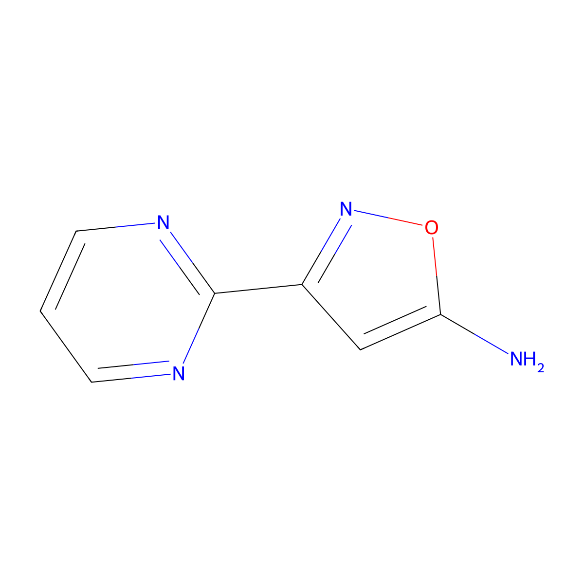5-Amino-3-(2-pyrimidinyl)isoxazole molecular structure, CAS 1600878-75-8