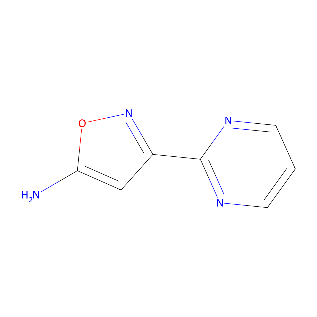 5-Amino-3-(2-pyrimidinyl)isoxazole molecular structure, CAS 1600878-75-8